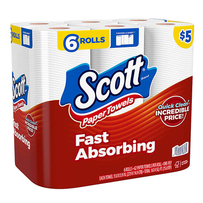 Scott Choose-A-Sheet Paper Towels, 62 Sheets Per Roll, White, Carton Of 6 Rolls  DestGlow