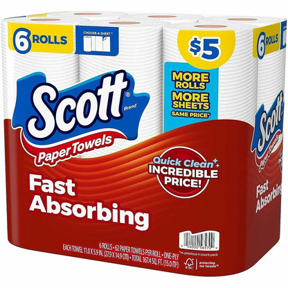Scott Choose-A-Sheet Paper Towels, 62 Sheets Per Roll, White, Carton Of 6 Rolls  DestGlow