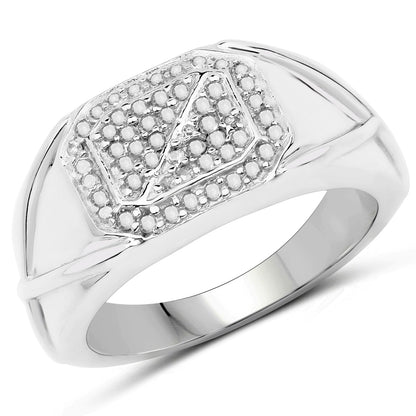 14K White Gold Plated 0.24 Carat Genuine White Diamond .925 Sterling Silver Ring by Bids.com