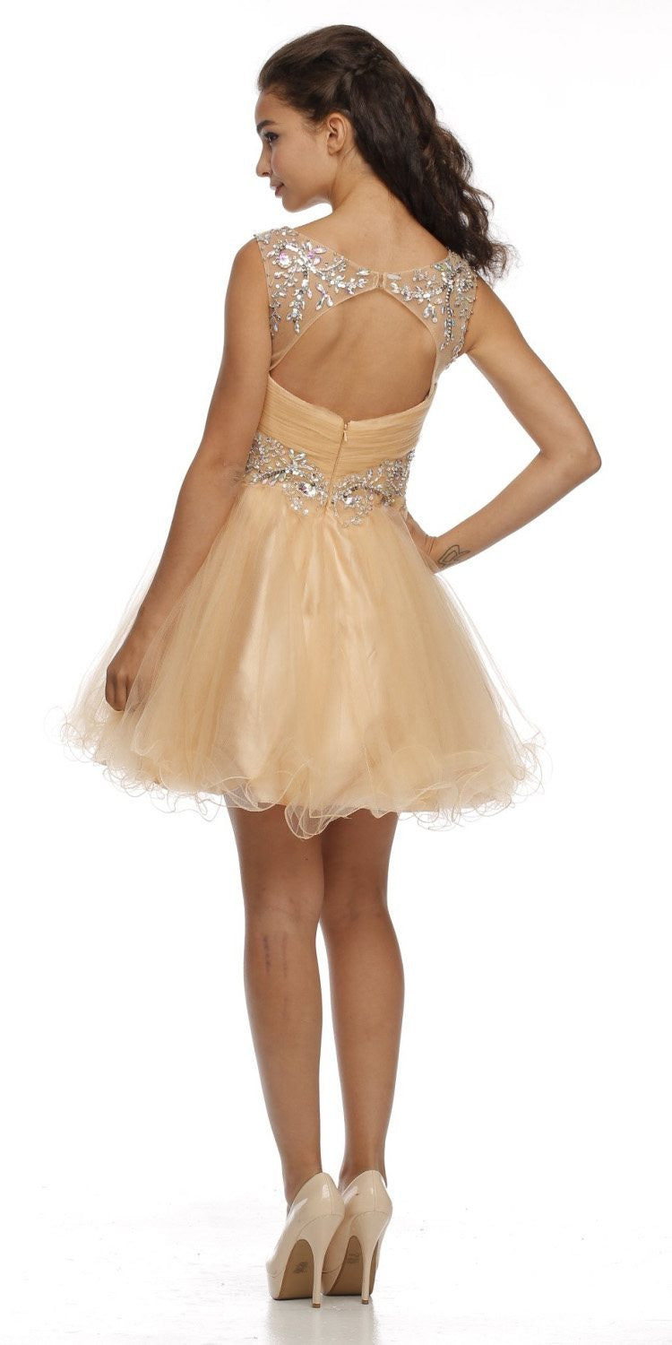 CLEARANCE - Juliet 742 Cap Sleeve Baby Doll Dress Short A-Line Poofy Tulle (Size 2XL) by DiscountDressShop