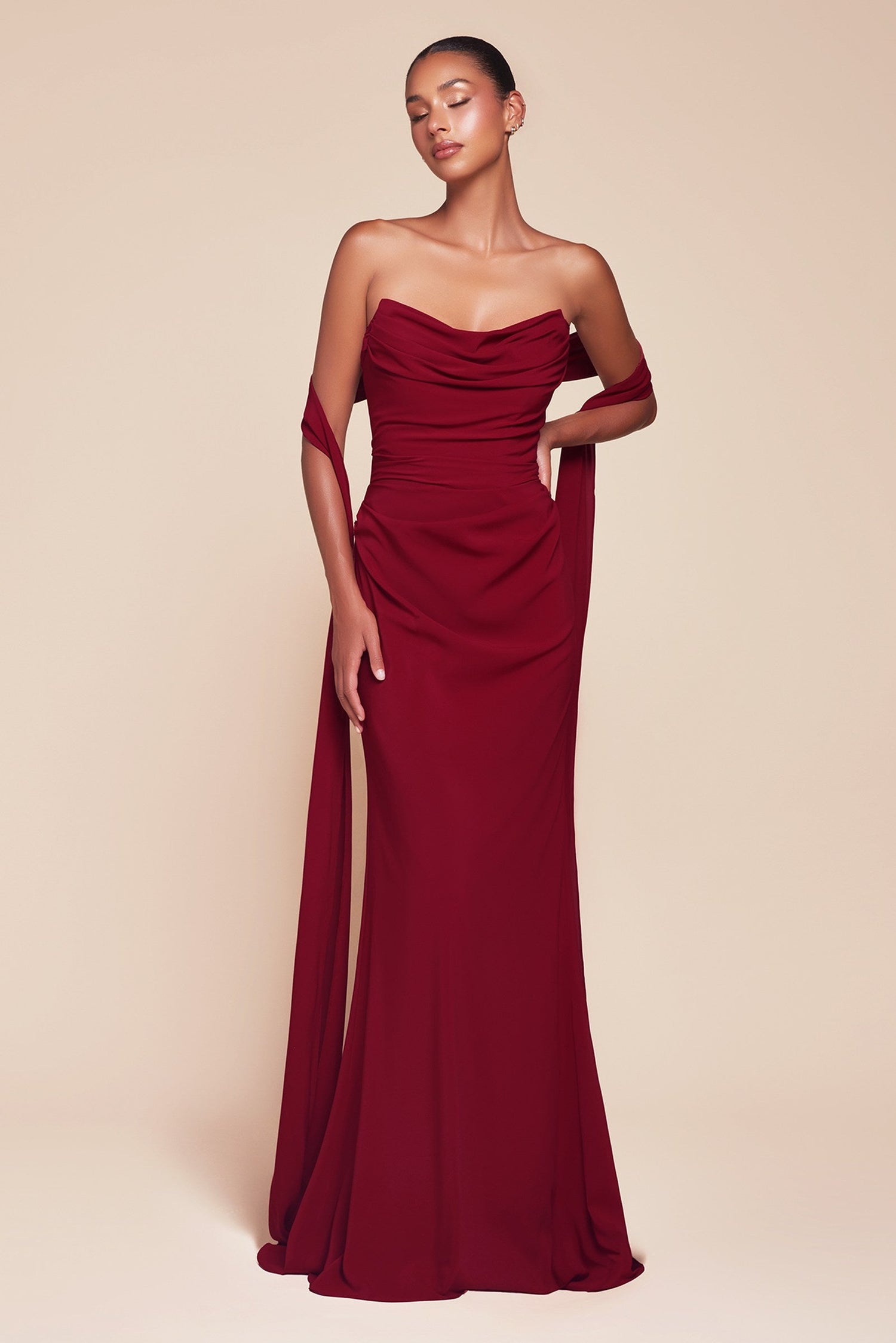 Ladivine 7433 Dress Versatile Tie Chiffon Strapless Dress by DiscountDressShop