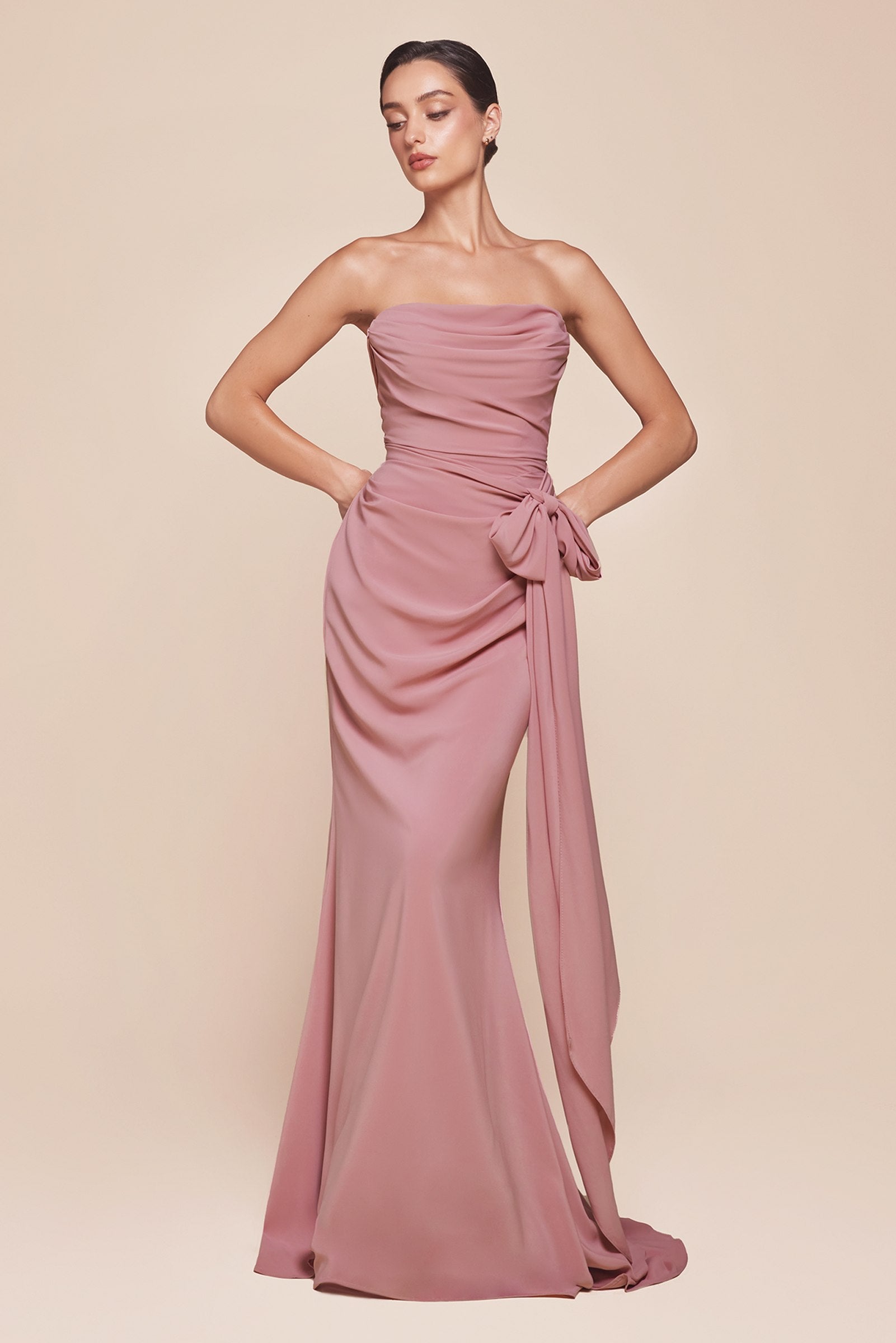 Ladivine 7433 Dress Versatile Tie Chiffon Strapless Dress by DiscountDressShop