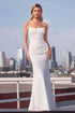 Ladivine 7434W Strapless Chiffon Fitted Off-White Dress by DiscountDressShop
