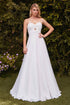 Ladivine 7435W Strapless Chiffon A-Line Off-White Dress by DiscountDressShop