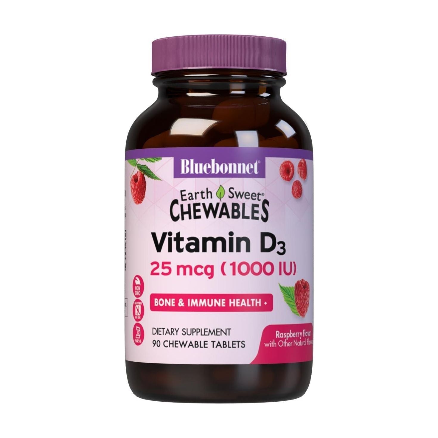 Bluebonnet Earth Sweet Vitamin D3 2000 iu Raspberry Flavor, 90 chewable caplets by Pasteur Pharmacy