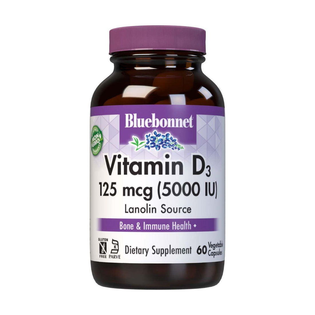Bluebonnet Vitamin D3 5000 IU, 60 Vegetable Capsules by Pasteur Pharmacy