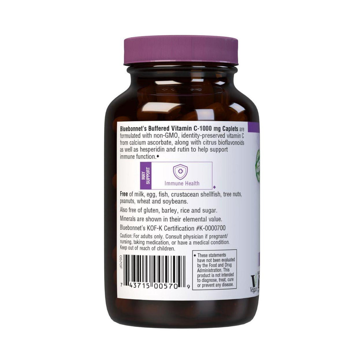 Bluebonnet Buffered Vitamin C 1000 mg, 90 Vegetables Capsules