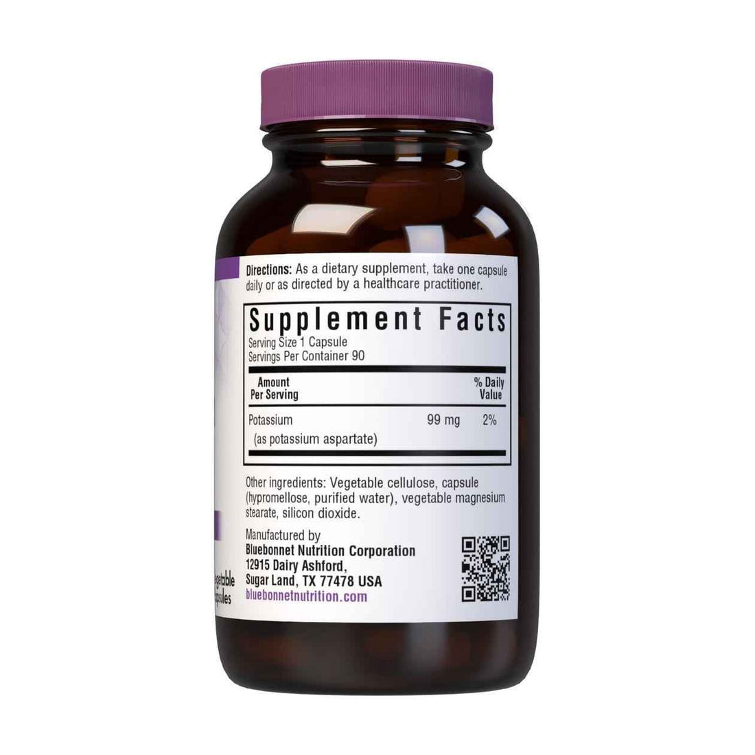 BlueBonnet Potassium Vegetarian Capsules, 99 mg, 90 Count