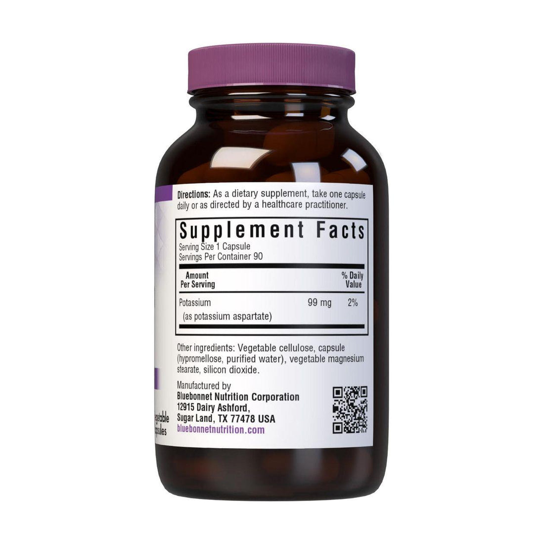 BlueBonnet Potassium Vegetarian Capsules, 99 mg, 90 Count