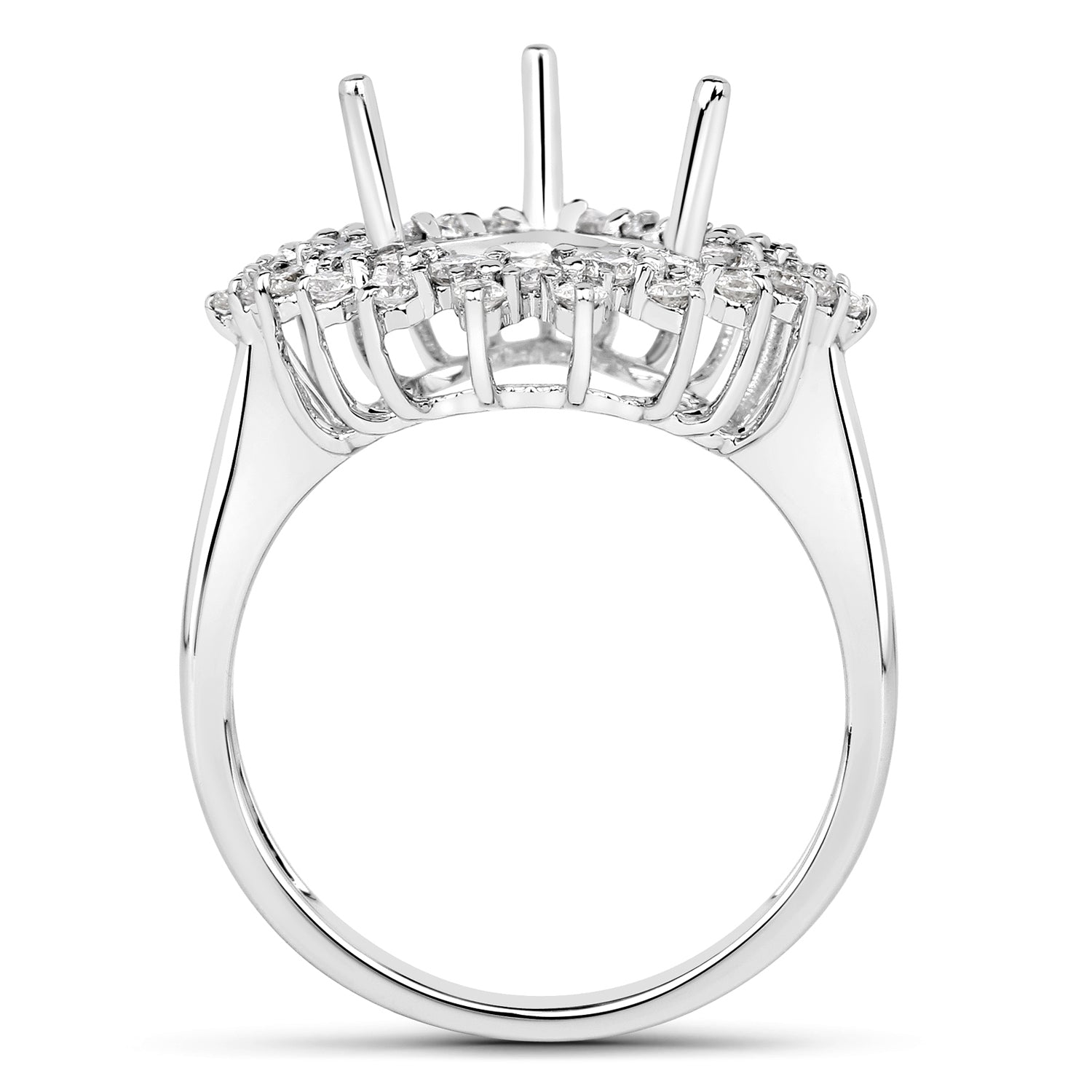 0.89 Carat Genuine White Diamond 14K White Gold Semi Mount Ring - holds 11x9mm Pear Gemstone by Bids.com