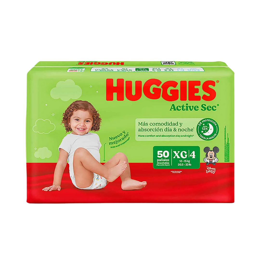 Huggies Active Sec Diapers Size 4 (34 Count) by Farmacias Savia