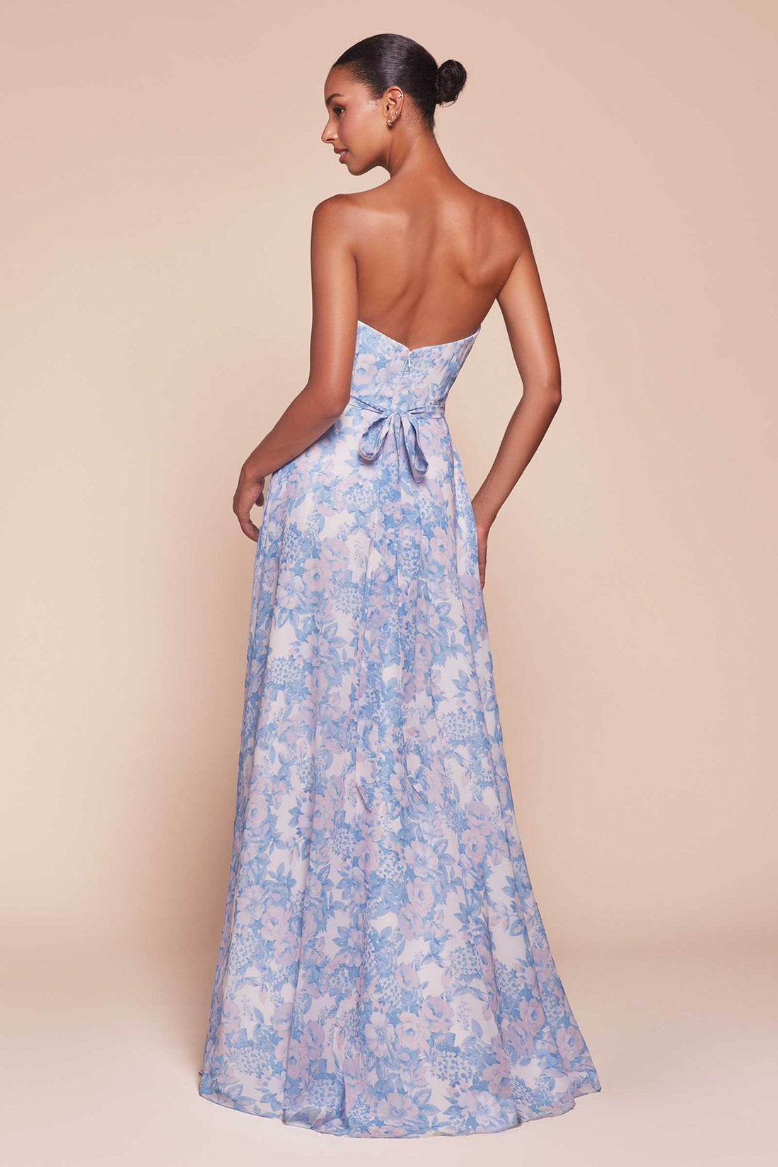 Ladivine 7443 Dress Strapless A-Line Floral Satin Dress by DiscountDressShop