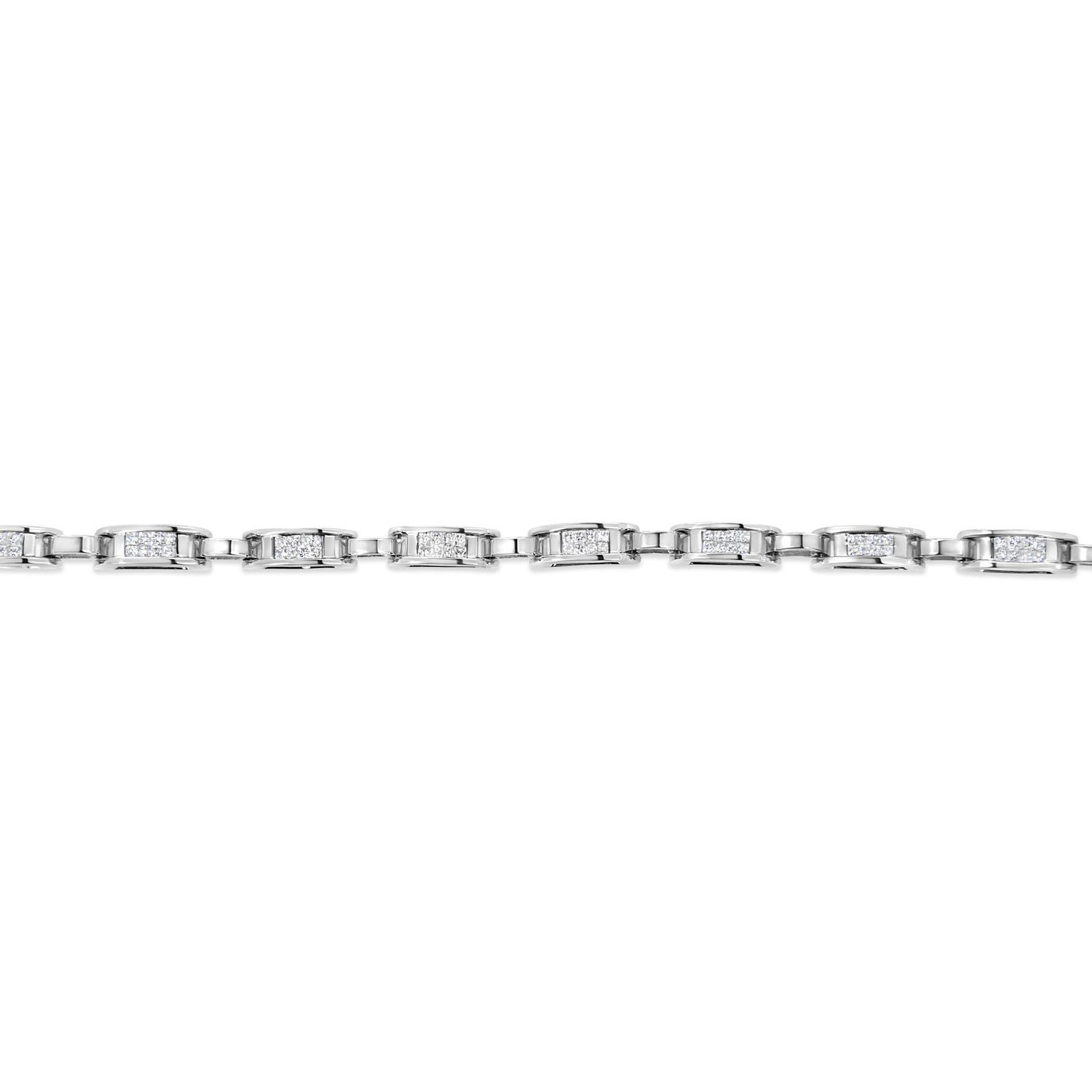 14K White Gold 1.00 Cttw Princess-Cut Diamond Link Bracelet (I-J Color, I1-I2 Clarity) - Size 7.25 by Bids.com