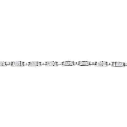 14K White Gold 1.00 Cttw Princess-Cut Diamond Link Bracelet (I-J Color, I1-I2 Clarity) - Size 7.25 by Bids.com