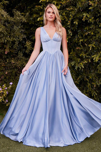 Ladivine 7447 Dress A-Line Soft Satin Gown by DiscountDressShop