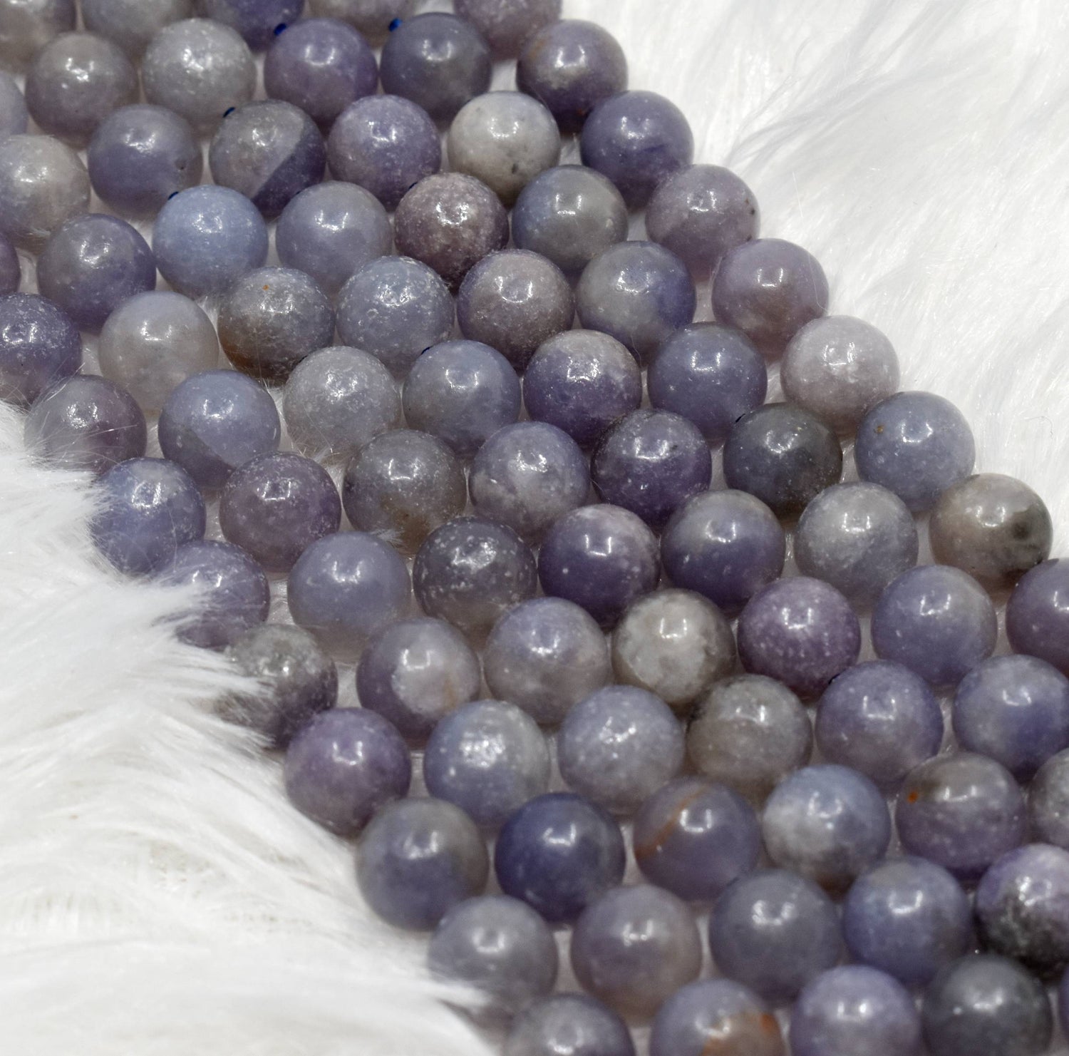 Blue Lepidolite A Grade 6mm, 8mm, 10mm Round Beads  DestGlow