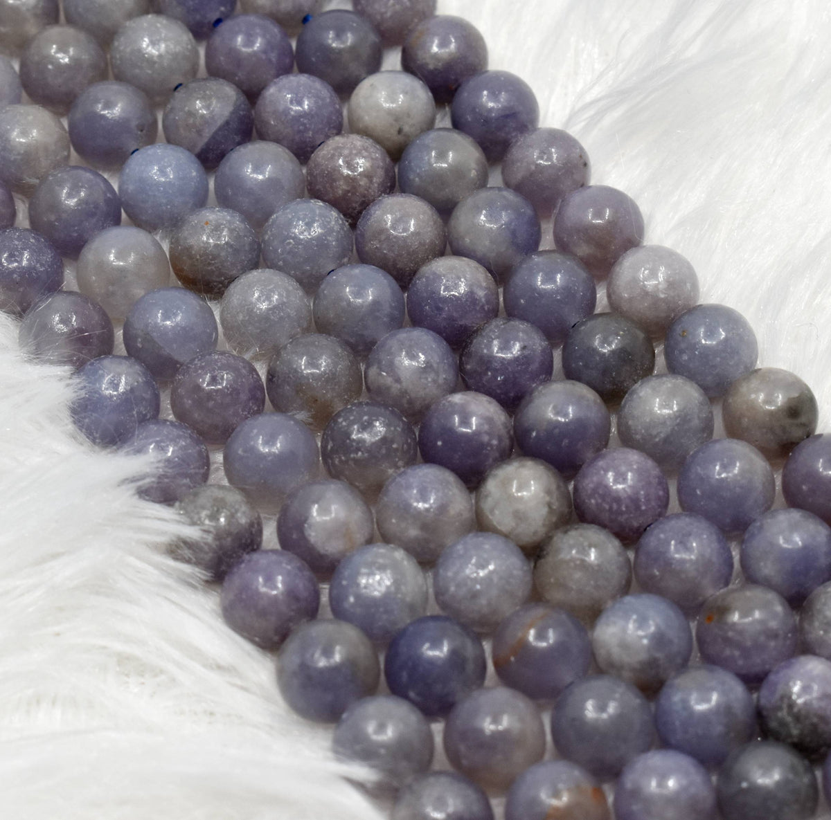 Blue Lepidolite A Grade 6mm, 8mm, 10mm Round Beads  DestGlow