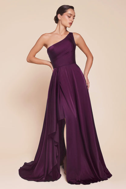 Ladivine 7450 Dress One Shoulder Satin A-Line Gown by DiscountDressShop