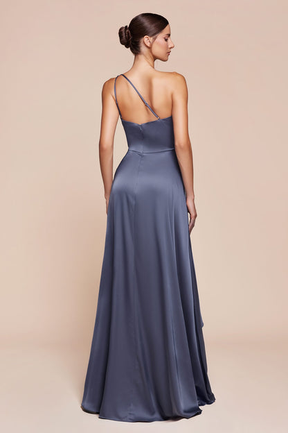 Ladivine 7450 Dress One Shoulder Satin A-Line Gown by DiscountDressShop