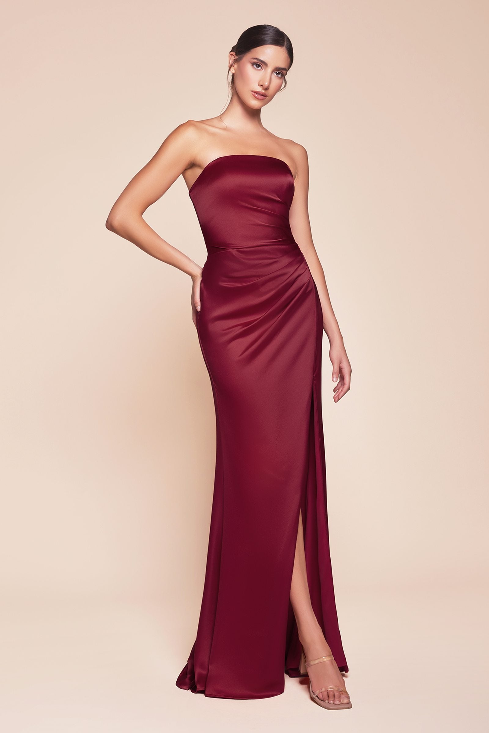 Ladivine 7451 Dress Strapless Satin Gown with Sash by DiscountDressShop