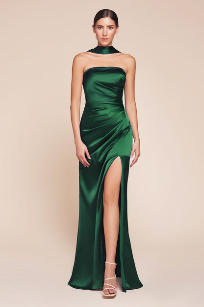 Ladivine 7451 Dress Strapless Satin Gown with Sash by DiscountDressShop