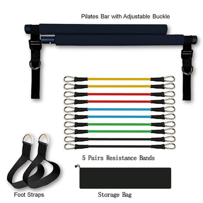 Pilates Bar Kit with Resistance Bands - Portable Home Gym Workout Equipment