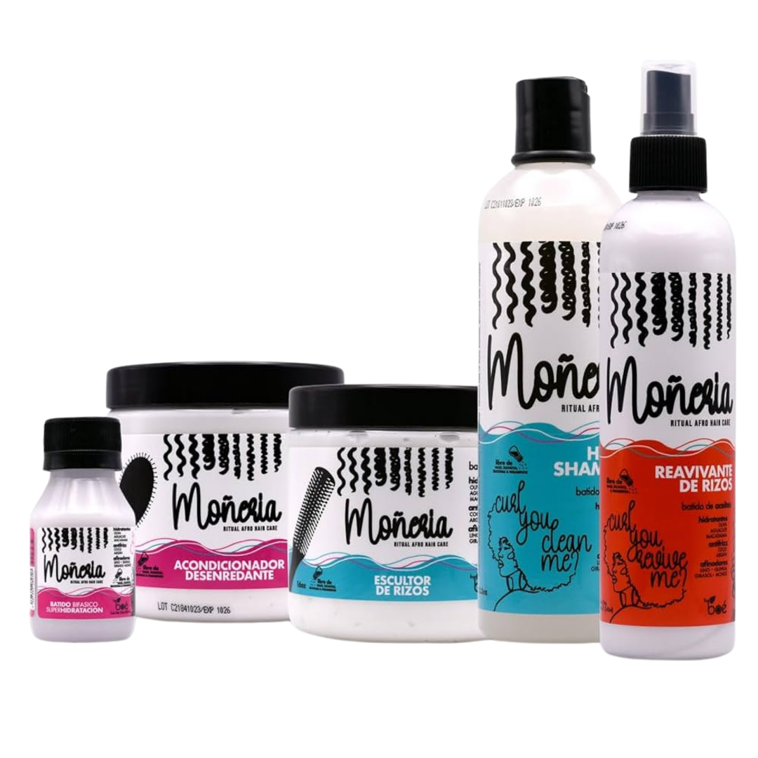 Monería Complete Hair Care Kit: Shampoo + Conditioner + Styling Cream + Hair Mask + Leave-In by Farmacias Savia