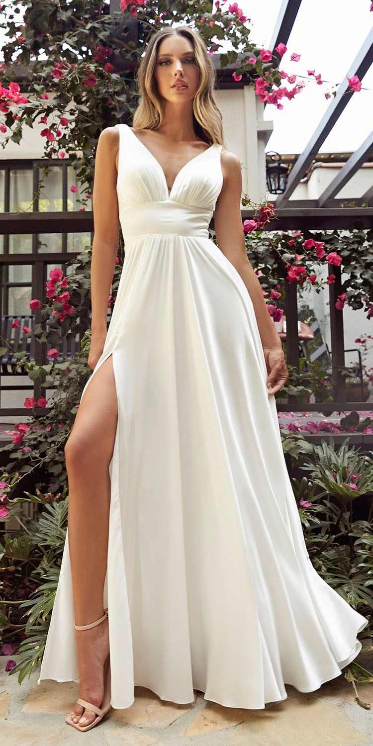 Cinderella Divine 7469W Long Formal A-Line Satin Dress by DiscountDressShop