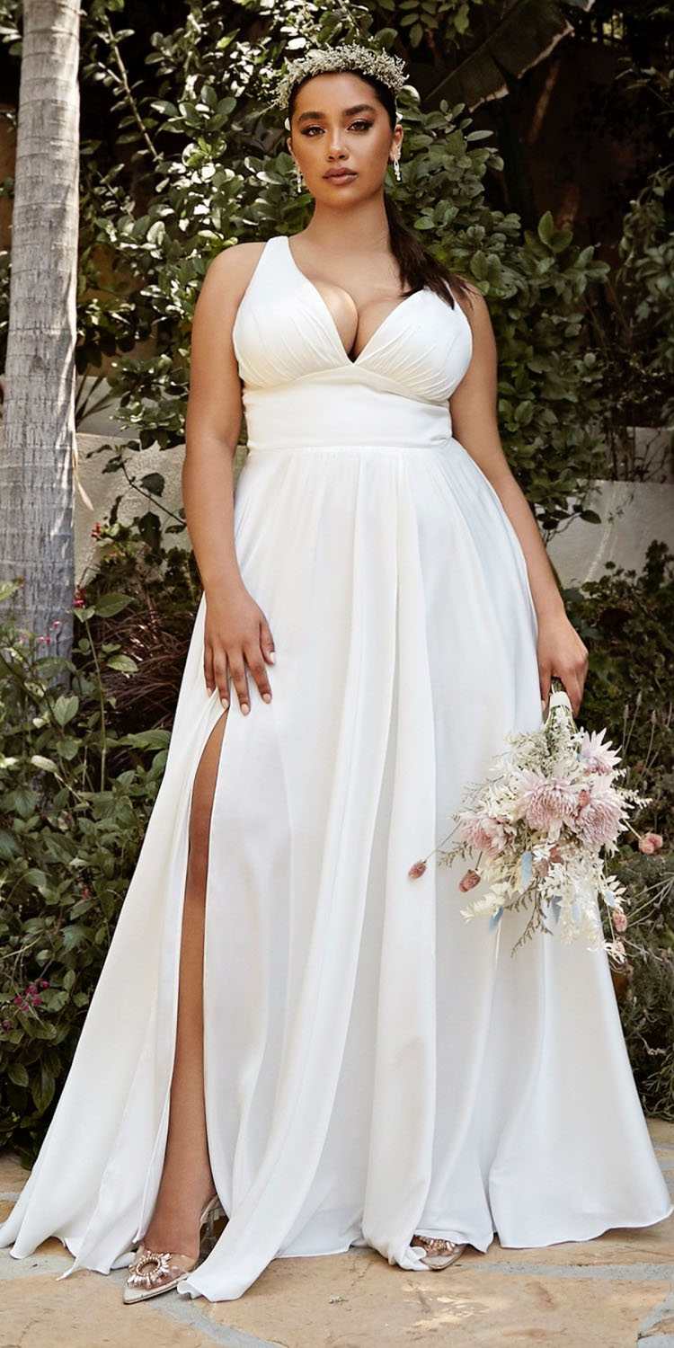 Cinderella Divine 7469WW Long Formal A-Line Satin Dress by DiscountDressShop