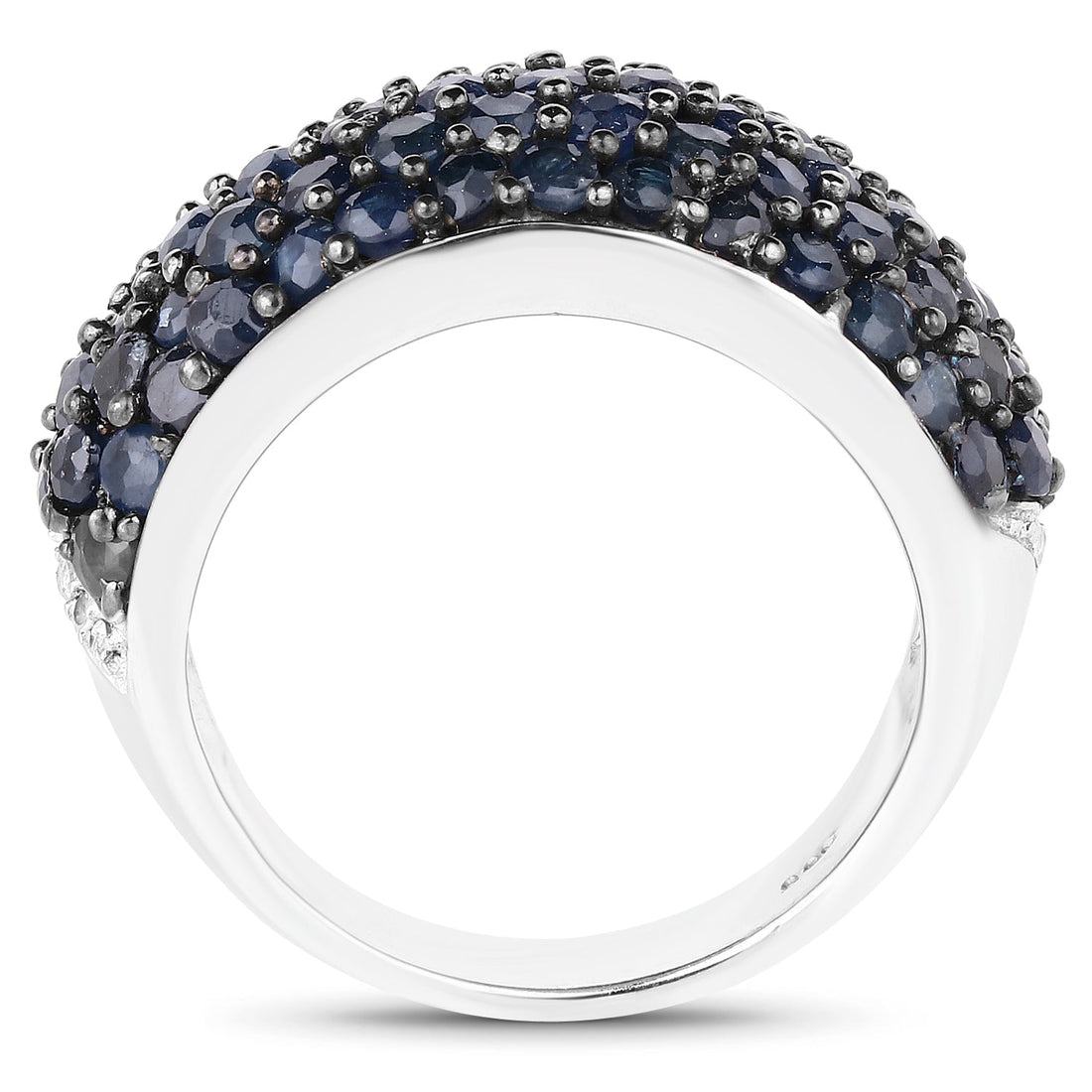 3.28 Carat Genuine Blue Sapphire and White Topaz .925 Sterling Silver Ring by Bids.com