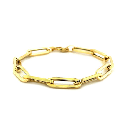 14K Yellow Gold Extra Wide Paperclip Chain Bracelet by Bids.com