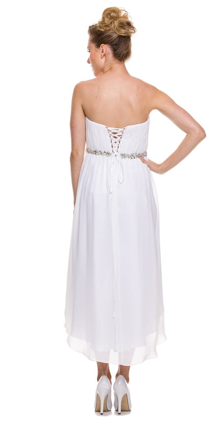 Juliet 747 Asymmetrical Strapless Ruched Bodice Dress by DiscountDressShop