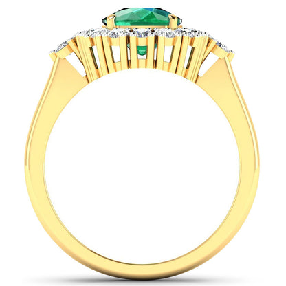 2.39 Carat Genuine Zambian Emerald and White Diamond 14K Yellow Gold Ring  DestGlow