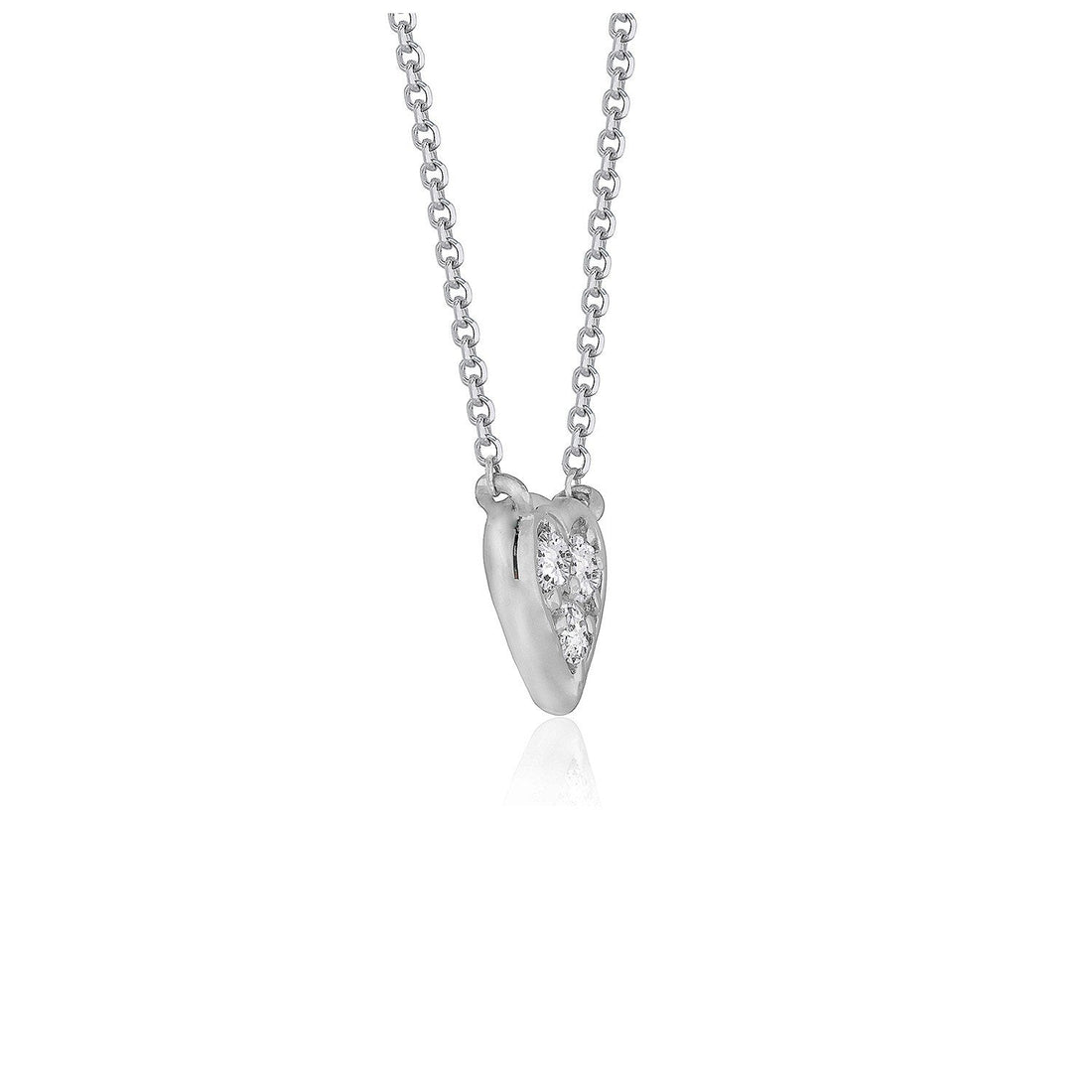 Diamond Heart Design Pendant in 14k White Gold by Bids.com