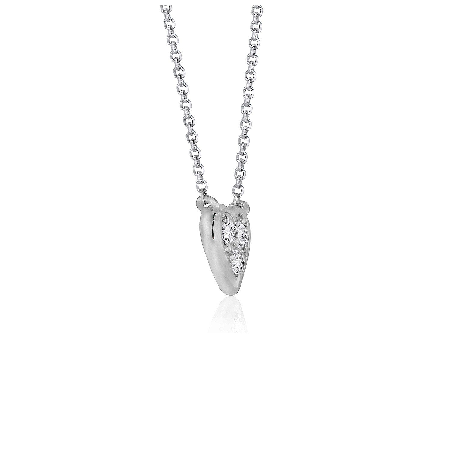 Diamond Heart Design Pendant in 14k White Gold by Bids.com