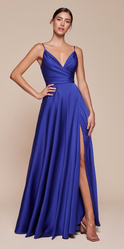 Ladivine 7485 Long Sweetheart Soft Satin A-Line Formal Dress by DiscountDressShop