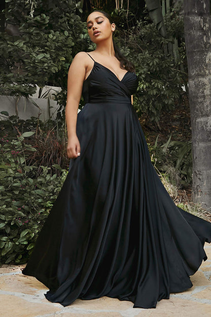 Ladivine 7485 Long Sweetheart Soft Satin A-Line Formal Dress by DiscountDressShop