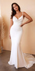 Cinderella Divine 7487W Fitted Satin Dress Cowl Neckline Open Tie Back by DiscountDressShop