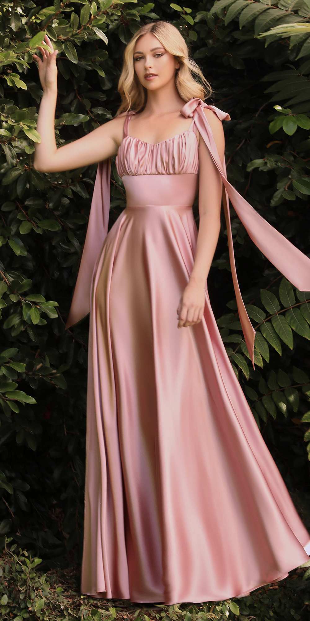 Cinderella Divine 7490 Long Soft Satin A-Line Dress by DiscountDressShop