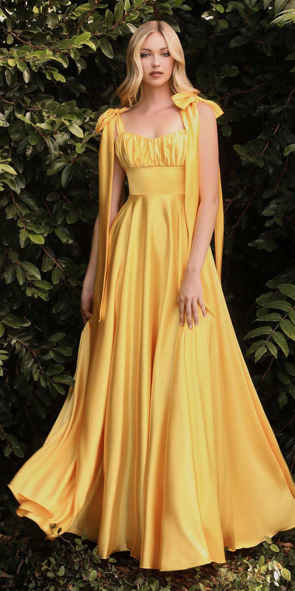 Cinderella Divine 7490 Long Soft Satin A-Line Dress by DiscountDressShop