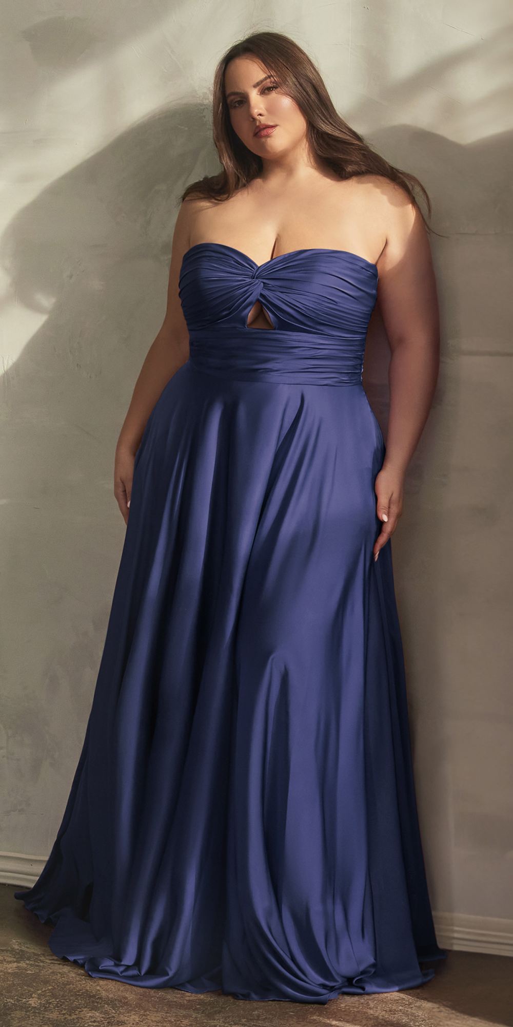 Ladivine 7496 Floor Length A-Line Luxurious Satin Strapless Keyhole Dress by DiscountDressShop