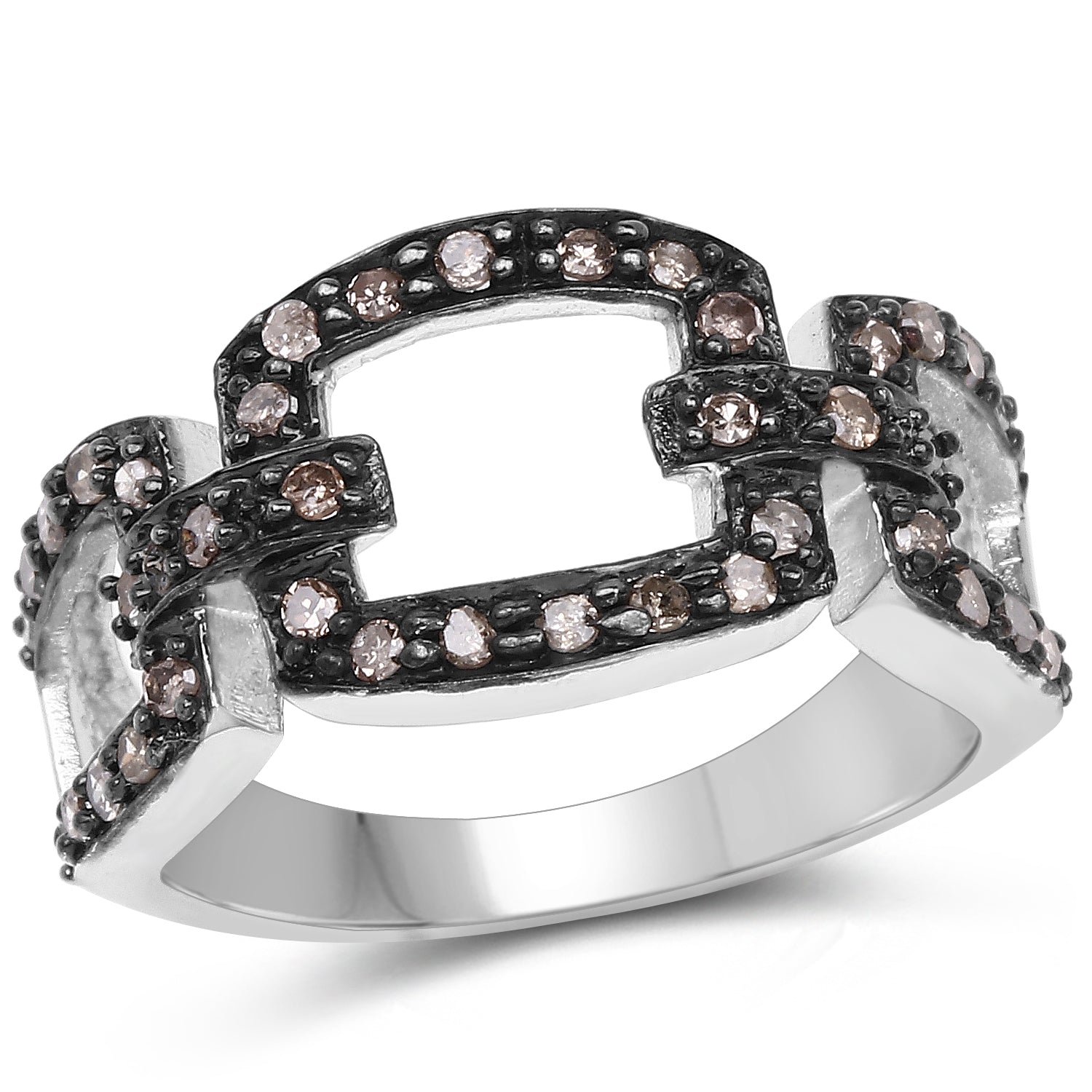 0.32 Carat Genuine Champagne Diamond .925 Sterling Silver Ring by Bids.com
