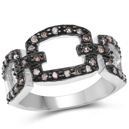 0.32 Carat Genuine Champagne Diamond .925 Sterling Silver Ring by Bids.com