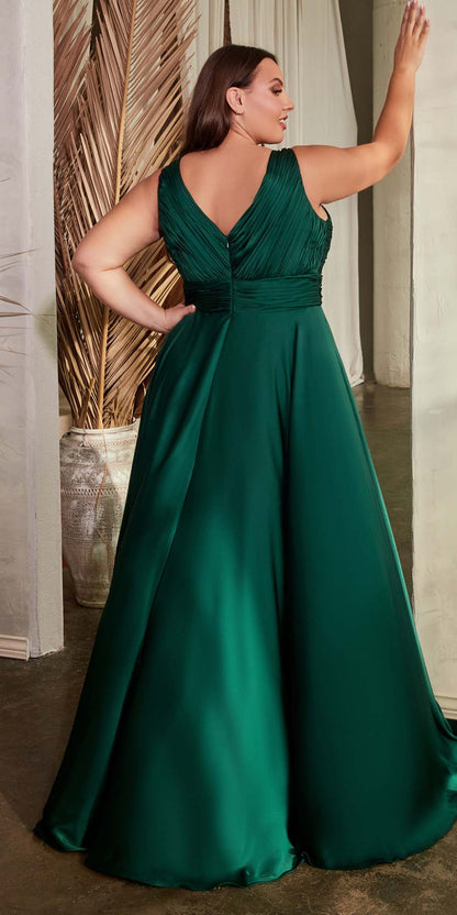 Ladivine 7497 Long A-Line Satin Keyhole Twisted Bodice Formal Gown by DiscountDressShop