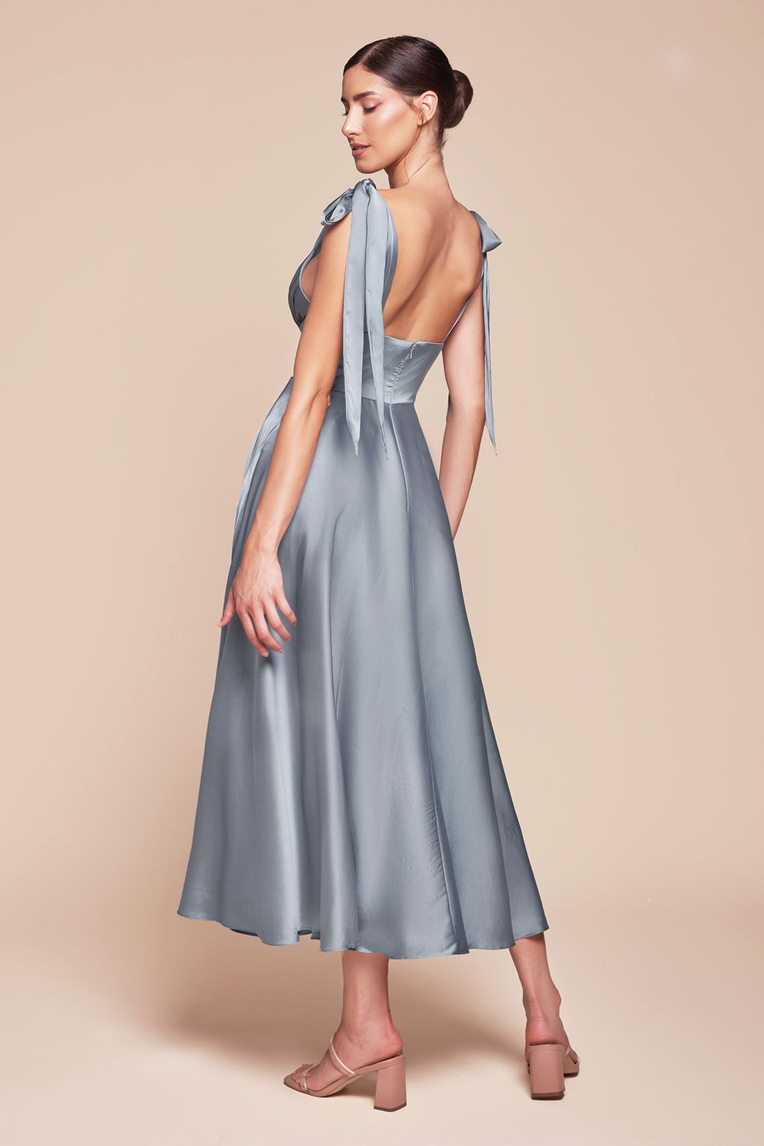 Ladivine 7499 Dress Tea Length Satin A-Line Dress by DiscountDressShop