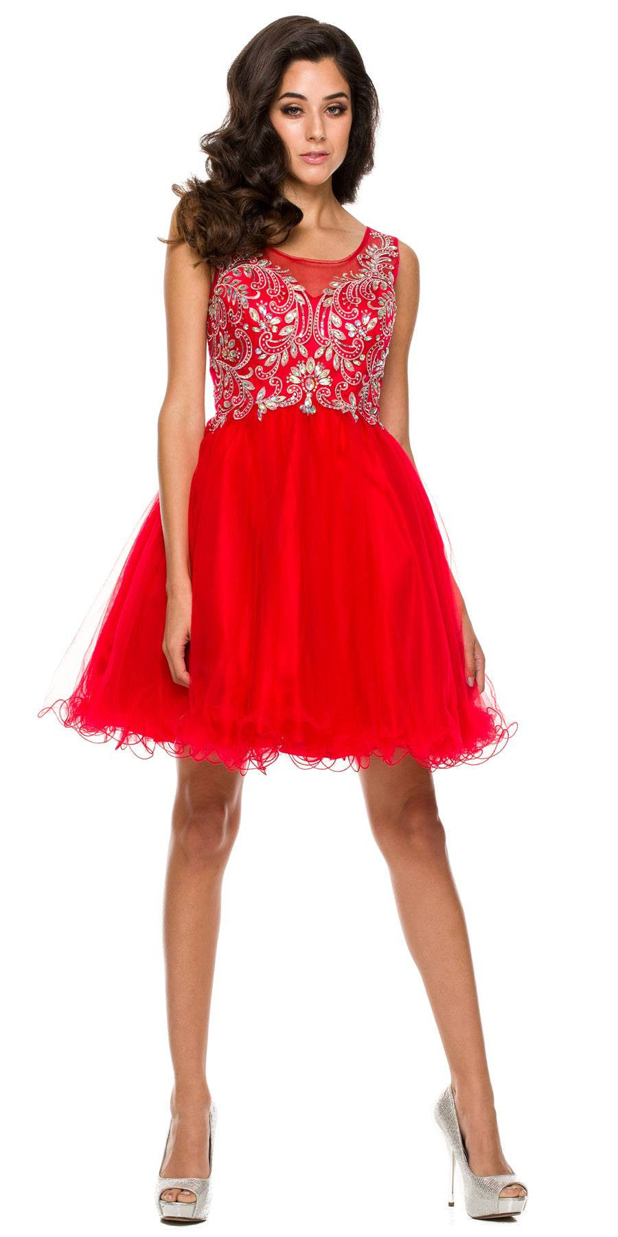 Juliet 749 Poofy A Line Short Dress Tulle Embroidery by DiscountDressShop