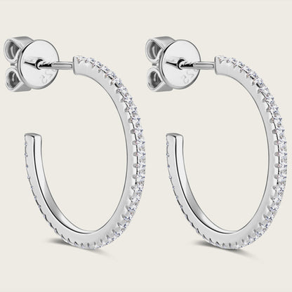 Inlaid Sparkala™ Pure Sterling Silver C-Hoop Earrings - DestGlow