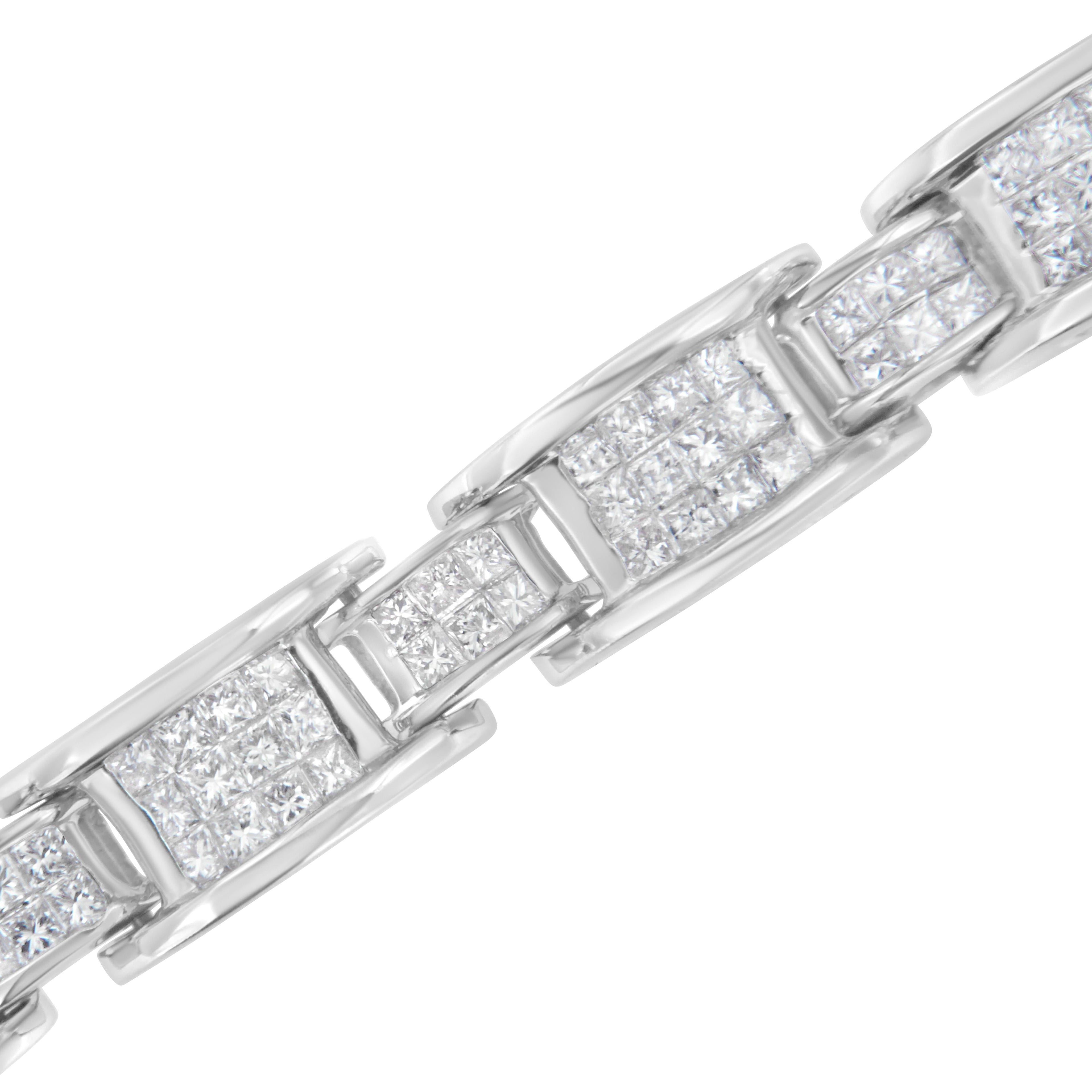 14K White Gold 5.0 Cttw Princess Cut Diamond Invisible Set Alternating Size D Shaped Links Tennis Bracelet (H-I Color, SI2-I1 Clarity) - 7â€ by Bids.com