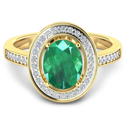1.87 Carat Genuine Zambian Emerald and White Diamond 14K Yellow Gold Ring by Bids.com