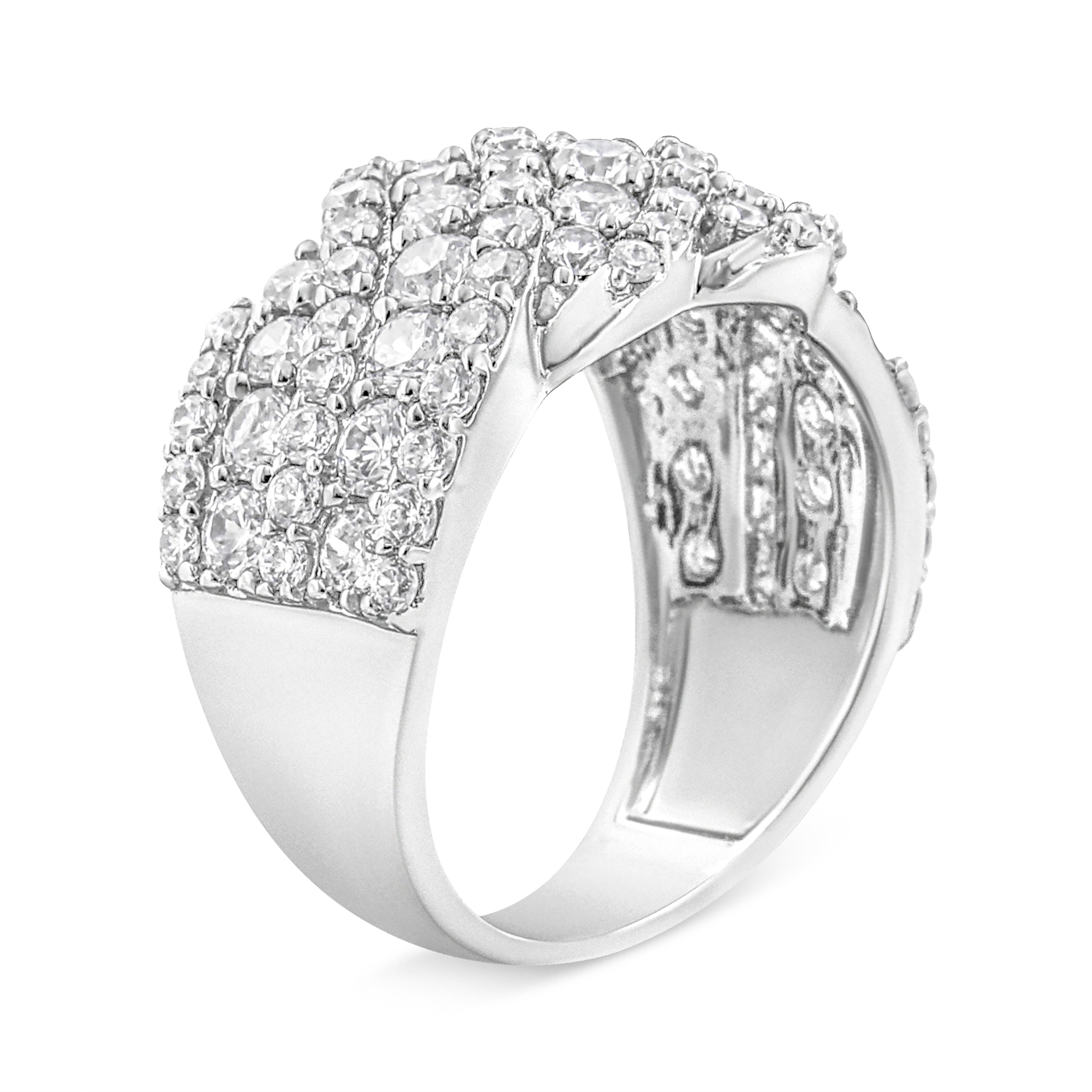 10K White Gold 3.00 Cttw Diamond Multi Row Cluster Band Ring (I-J Color, I3 Clarity) - Size 7 by Bids.com